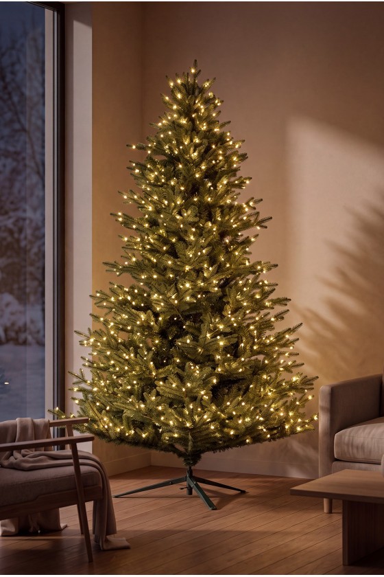 Sztuczna choinka Premium Mix PE 240 cm w oświetleniu LED