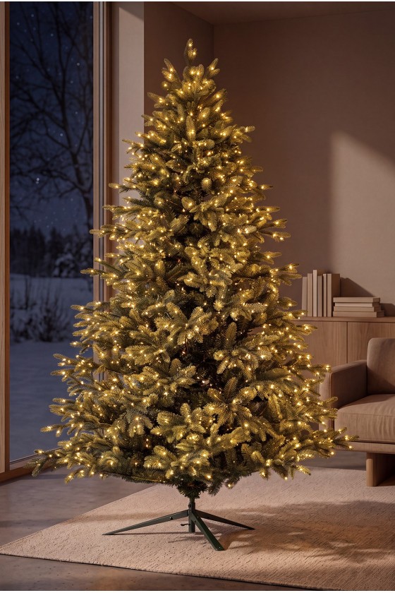 Sztuczna choinka Nevada II Mix PE 210 cm w oświetleniu LED