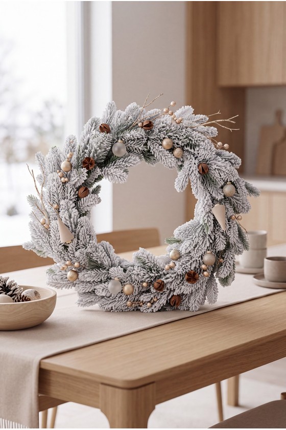 Wianek Denali ośnieżony 50 cm | Wiecznie Żywe Choinki