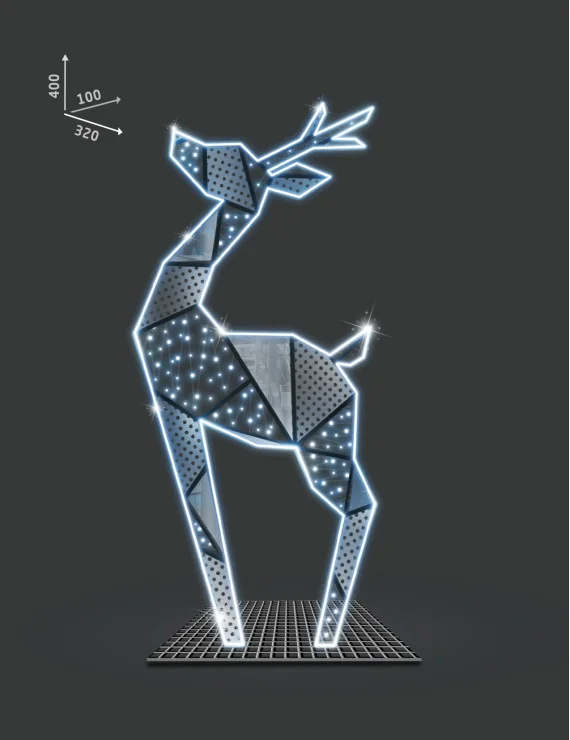 Świateczny Renifer origami LED 320x400x100cm