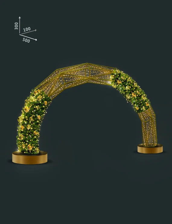 Nowoczesna brama świetlna z girlandą 500x300x100cm